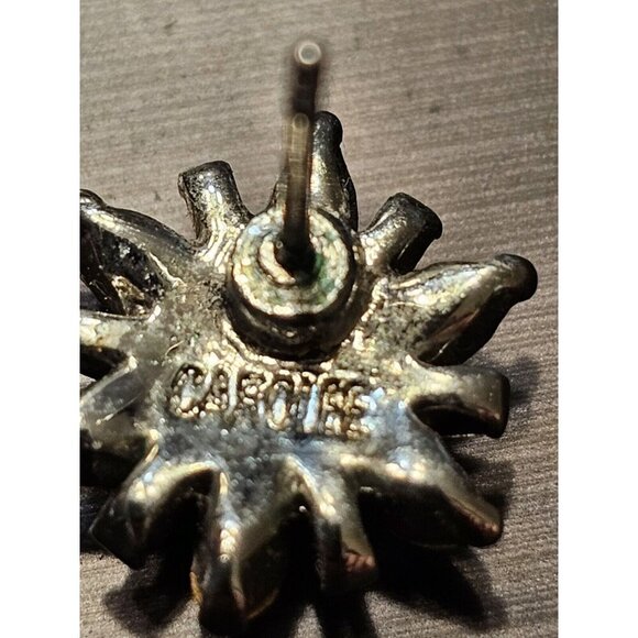 Vintage Carolee Starburst Pierced Earrings Silver Tone‎ Clear Rhinestones - Picture 6 of 6